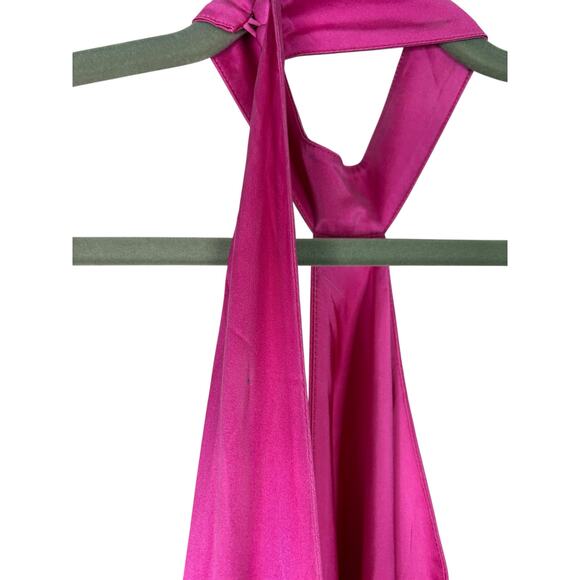 Retrofete Jagger Halter Silk Dress Satin Formal Party Gala Pink Lime Ombre Small - Picture 13 of 14